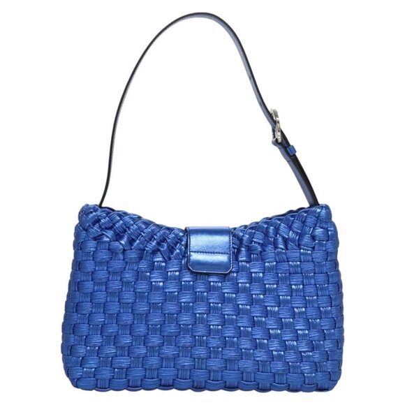 Salvatore Ferragamo Gancini Shoulder Bag Leather Blue Silver Auth 128561V - Picture 3 of 15
